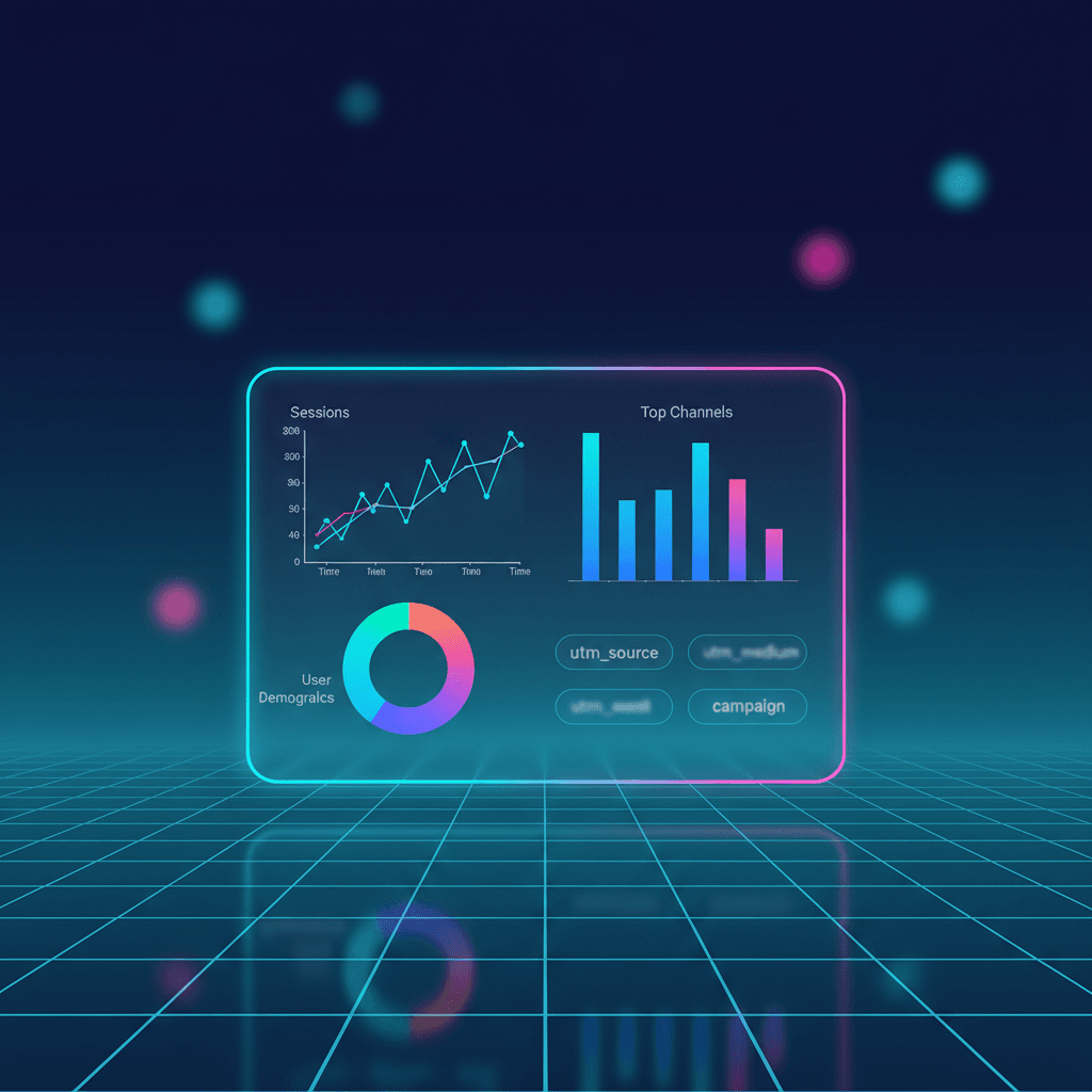 Dashboard showing UTM campaign tracking data in Google Analytics style visualization