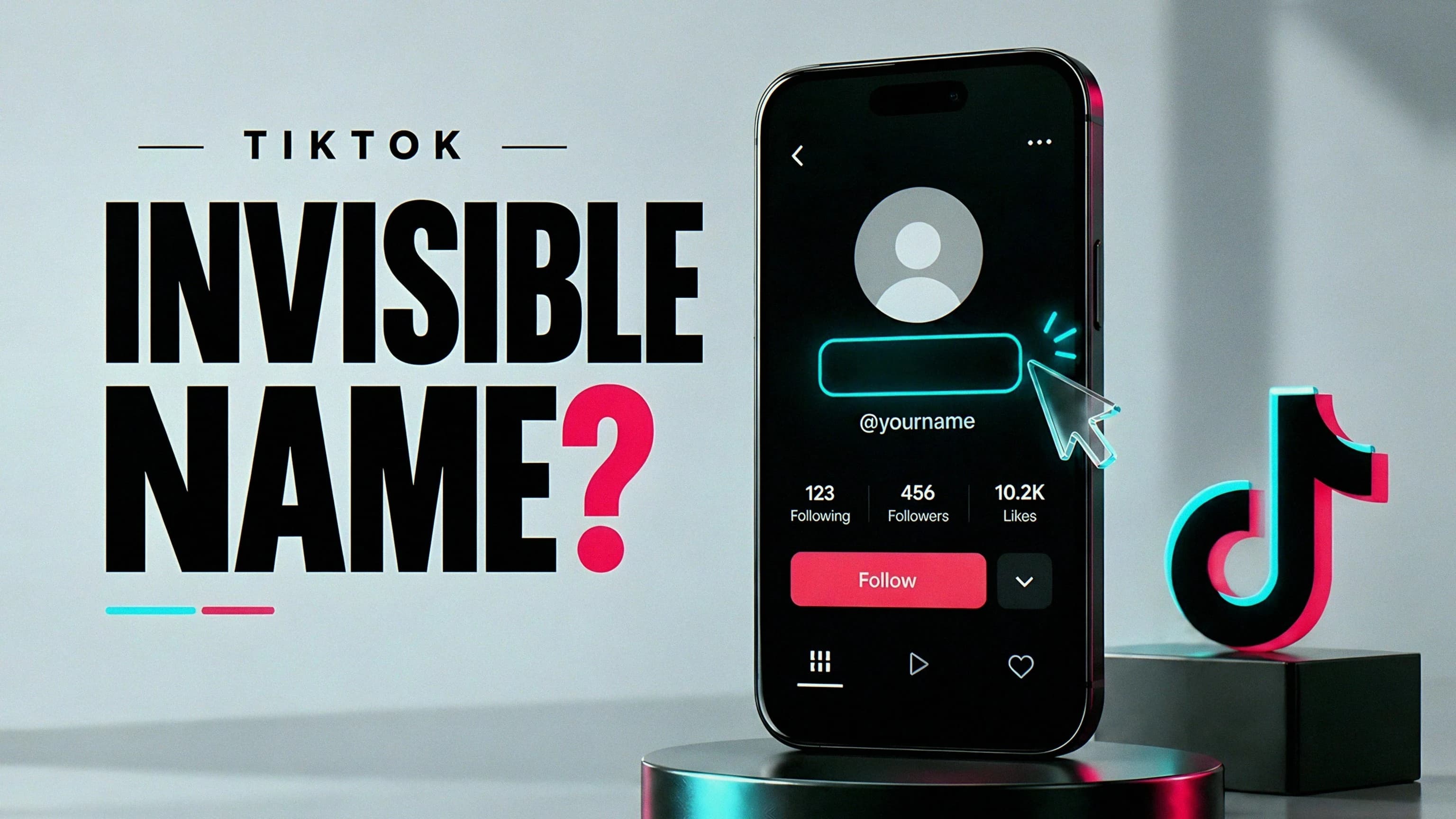 Invisible Name? A conceptual TikTok profile with a blank display-name field and a visible handle